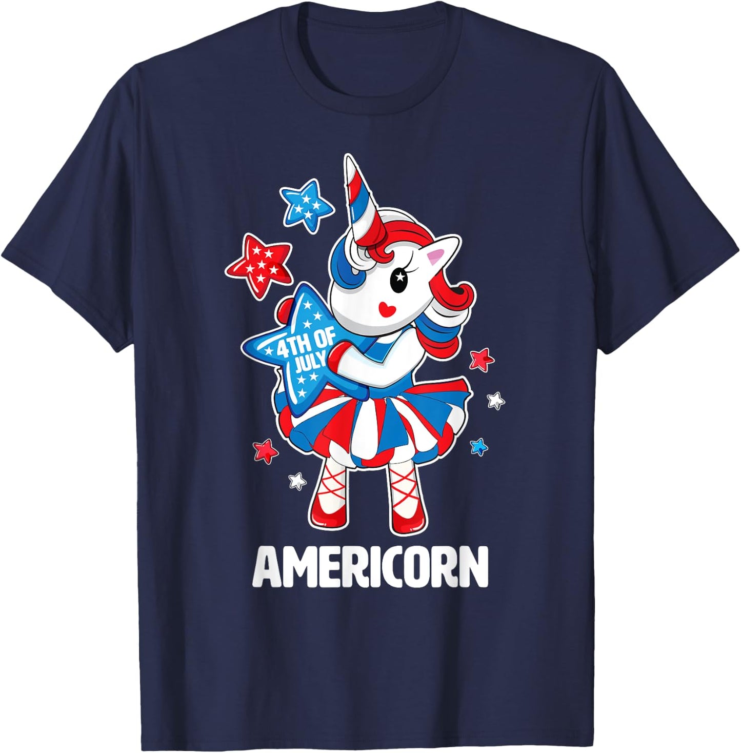 Americorn Shirt Fun 4th of July Unicorn America Stars Gift T-Shirt - T-Shirt | Navy