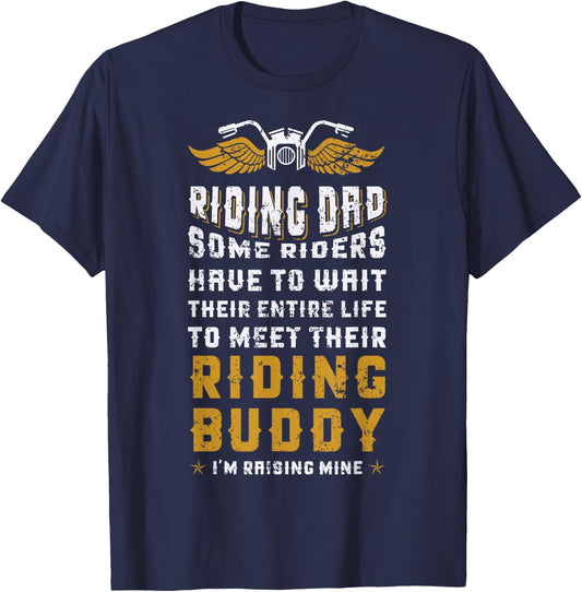 Riding Dad Father Son Biker Motorcycle Dad Matching T-Shirt - T-Shirt | Navy