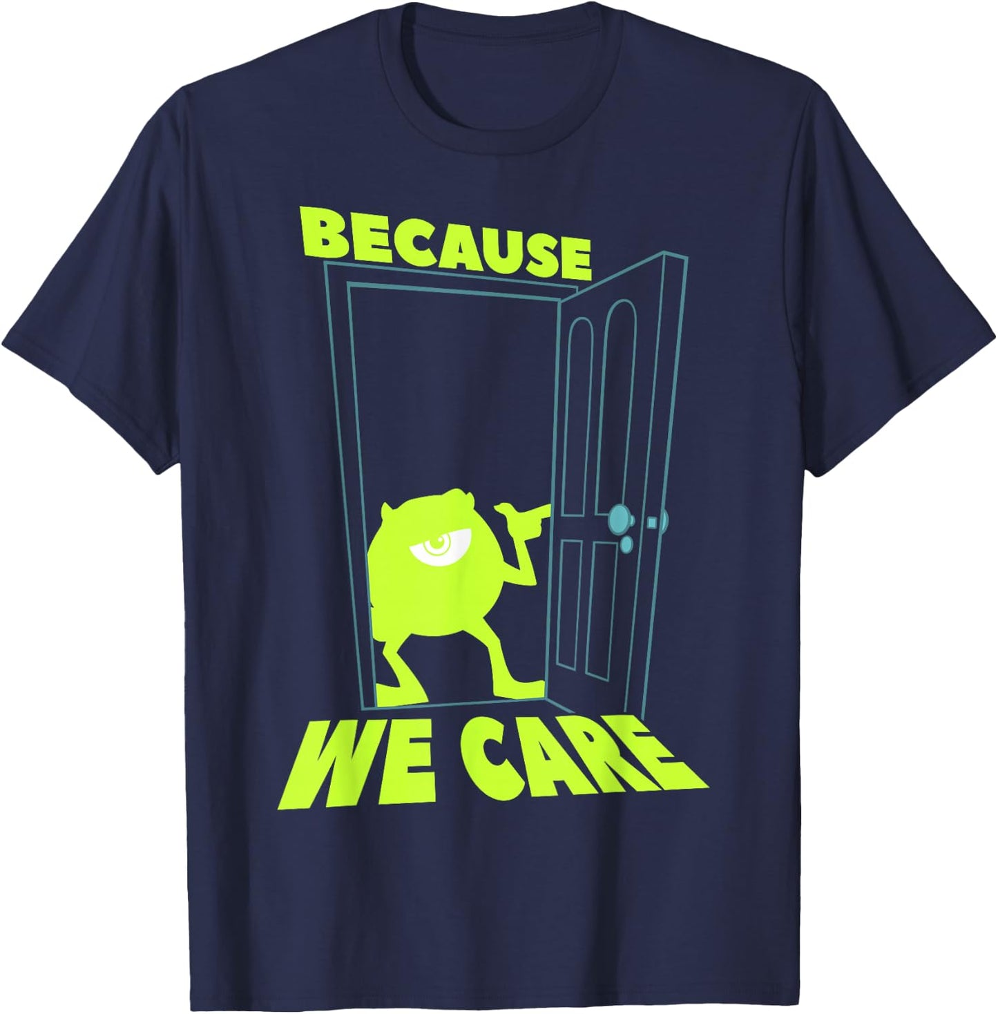 Disney Pixar Monsters, Inc. Mike We Scare We Care Door T-Shirt - T-Shirt | Navy