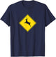 Outdoors Yellow Deer Crossing Sign T-Shirt - T-Shirt | Navy