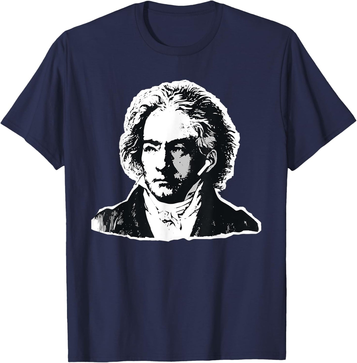 Ludwig Van Beethoven Classical Music Composer Earbuds T-Shirt - T-Shirt | Navy