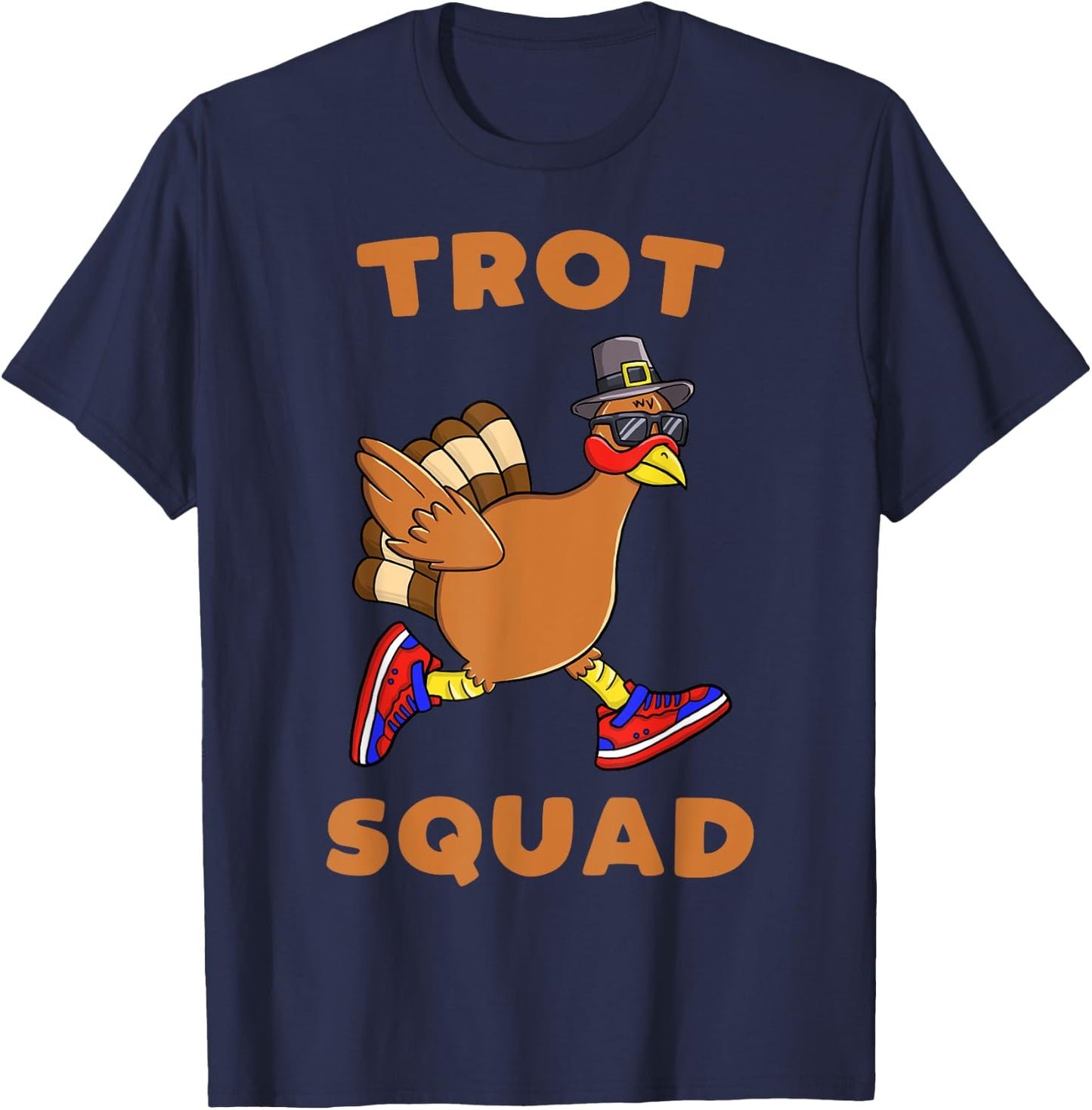 Turkey Trot Squad Funny Thanksgiving Day Run Pilgrim T-Shirt - T-Shirt | Navy
