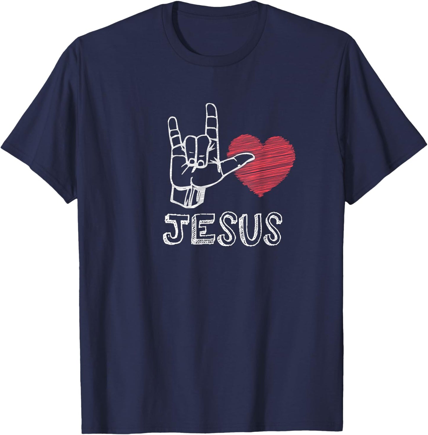 I Love Jesus, Sign Language Christians T-Shirt - T-Shirt | Navy