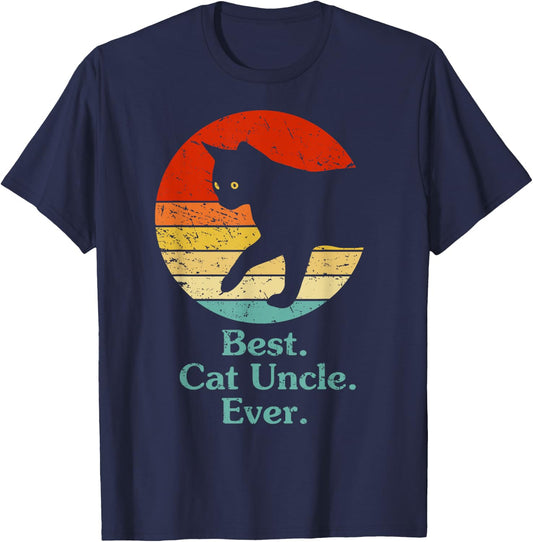 Cat Uncle Vintage Eighties Style Funny Retro Cat Owner Boy T-Shirt - T-Shirt | Navy