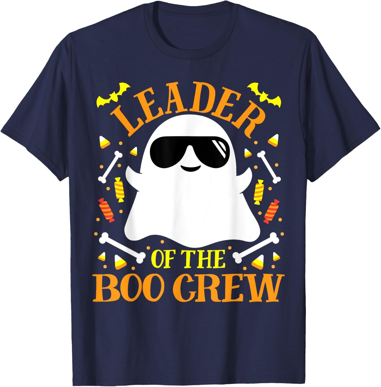 Leader Boo Crew Ghost Matching Funny Set Boy Girl Halloween T-Shirt - T-Shirt | Navy