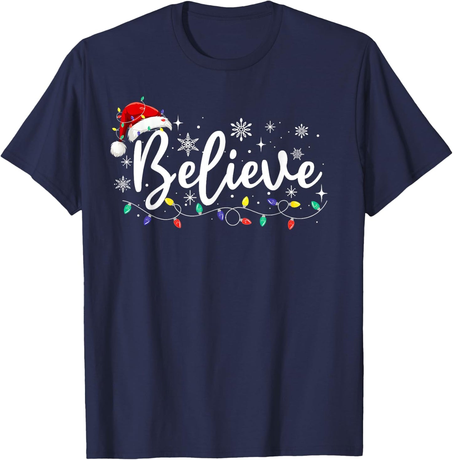Christmas Shirt - Believe Santa Claus Believe Christmas Kids T-Shirt - T-Shirt | Navy