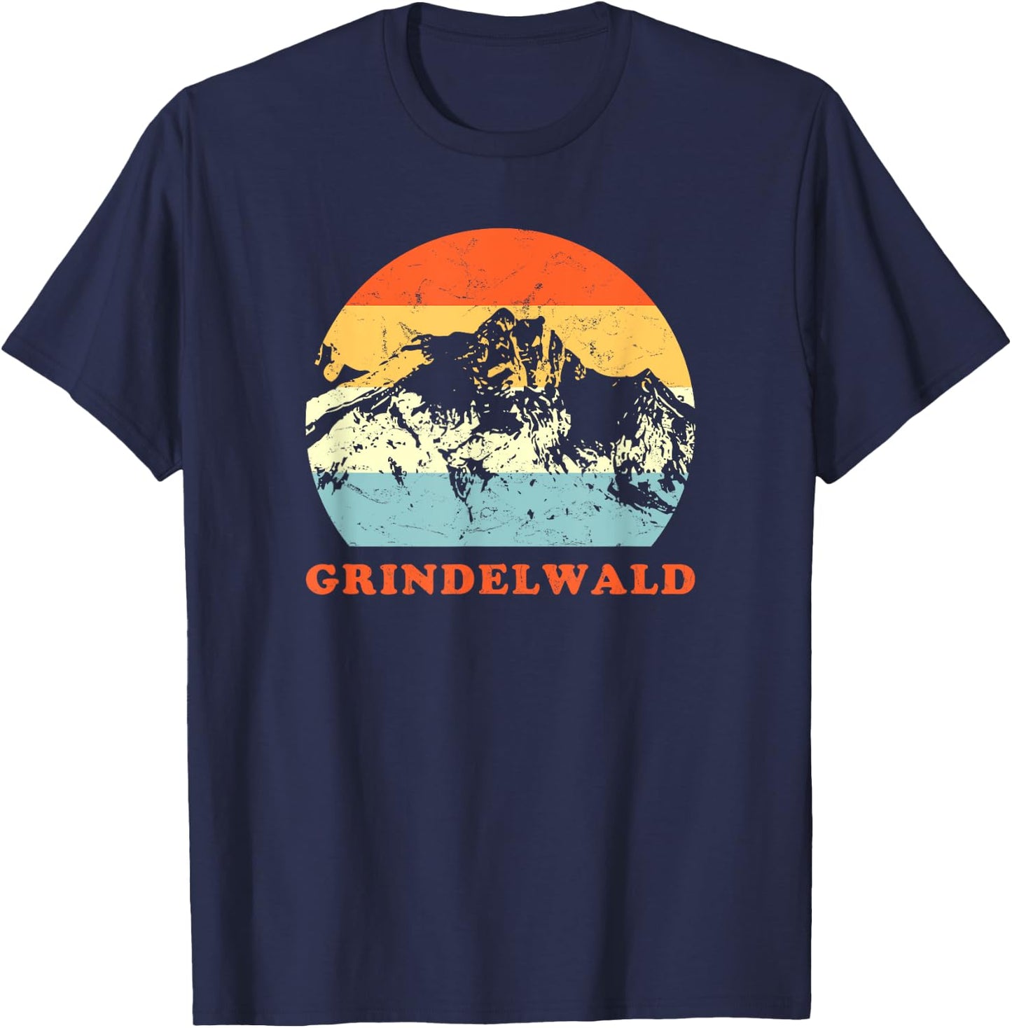 Grindelwald, Swiss Vintage Mountain Lovers Vacation T-Shirt - T-Shirt | Navy