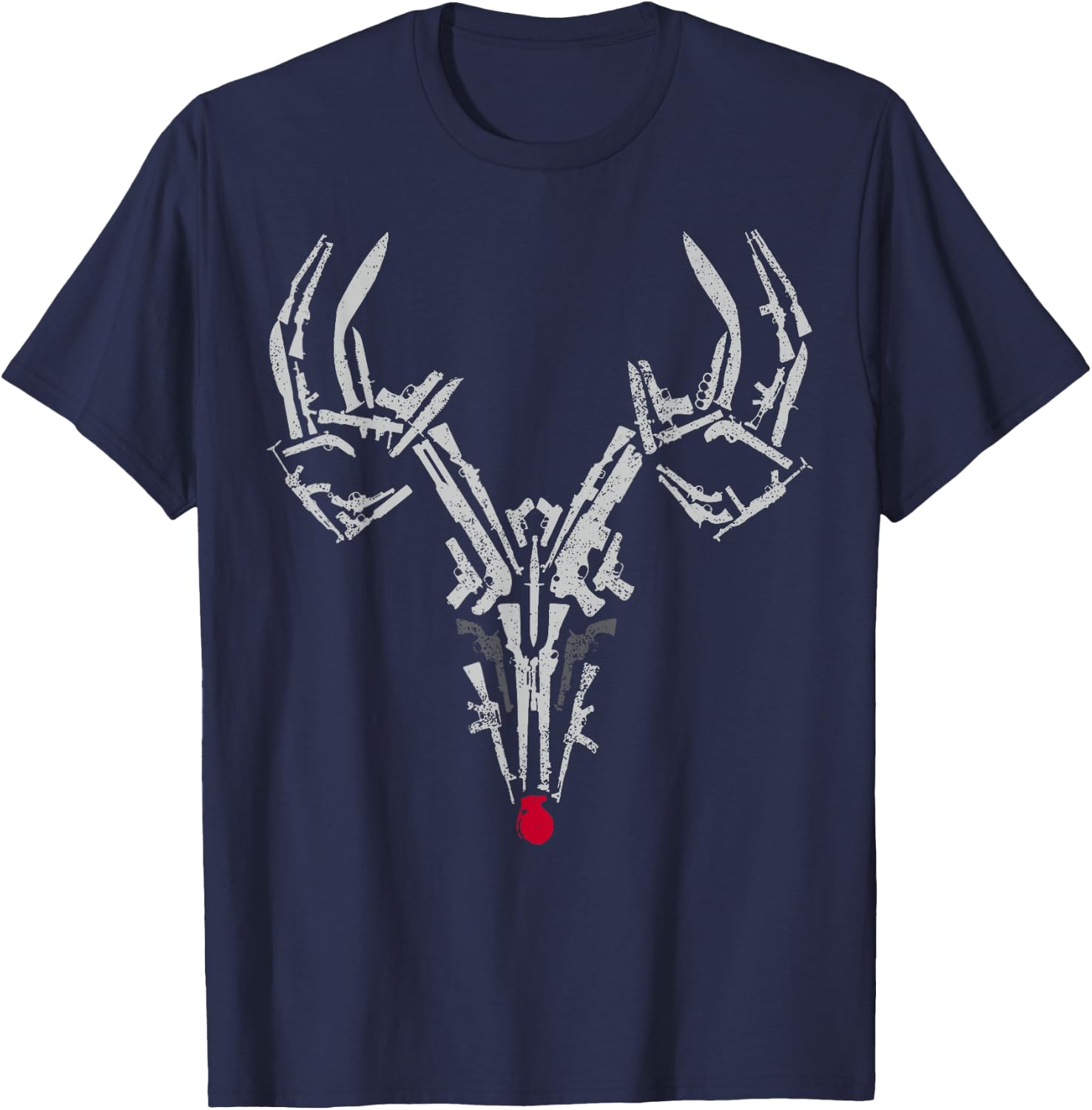 2A Deer Antlers Gun T-Shirt - T-Shirt | Navy