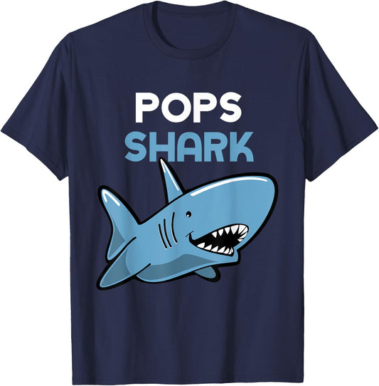 Pops Shark Funny Family T-Shirt - T-Shirt | Navy
