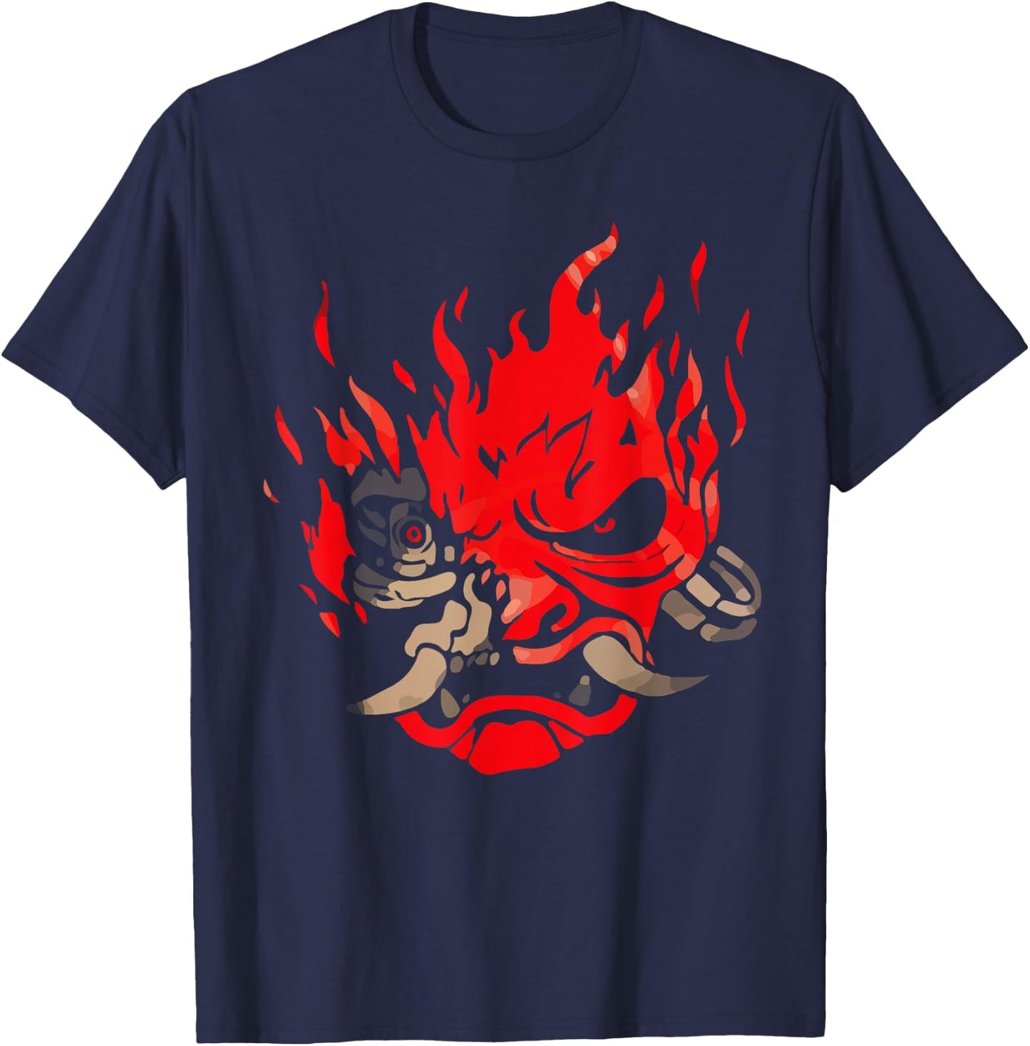 DJapan OniCyborg Cyberpunk - Adults - Black - Short Sleeve - Small - Classic Fit - Cotton & Polyester - Machine Wash T-Shirt - T-Shirt | Navy
