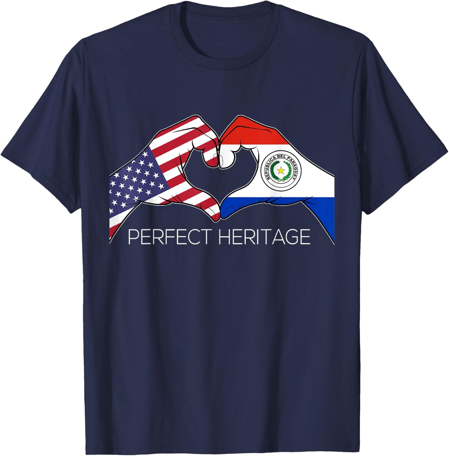 USA and Paraguay Paraguayan American Perfect Heritage Heart T-Shirt - T-Shirt | Navy