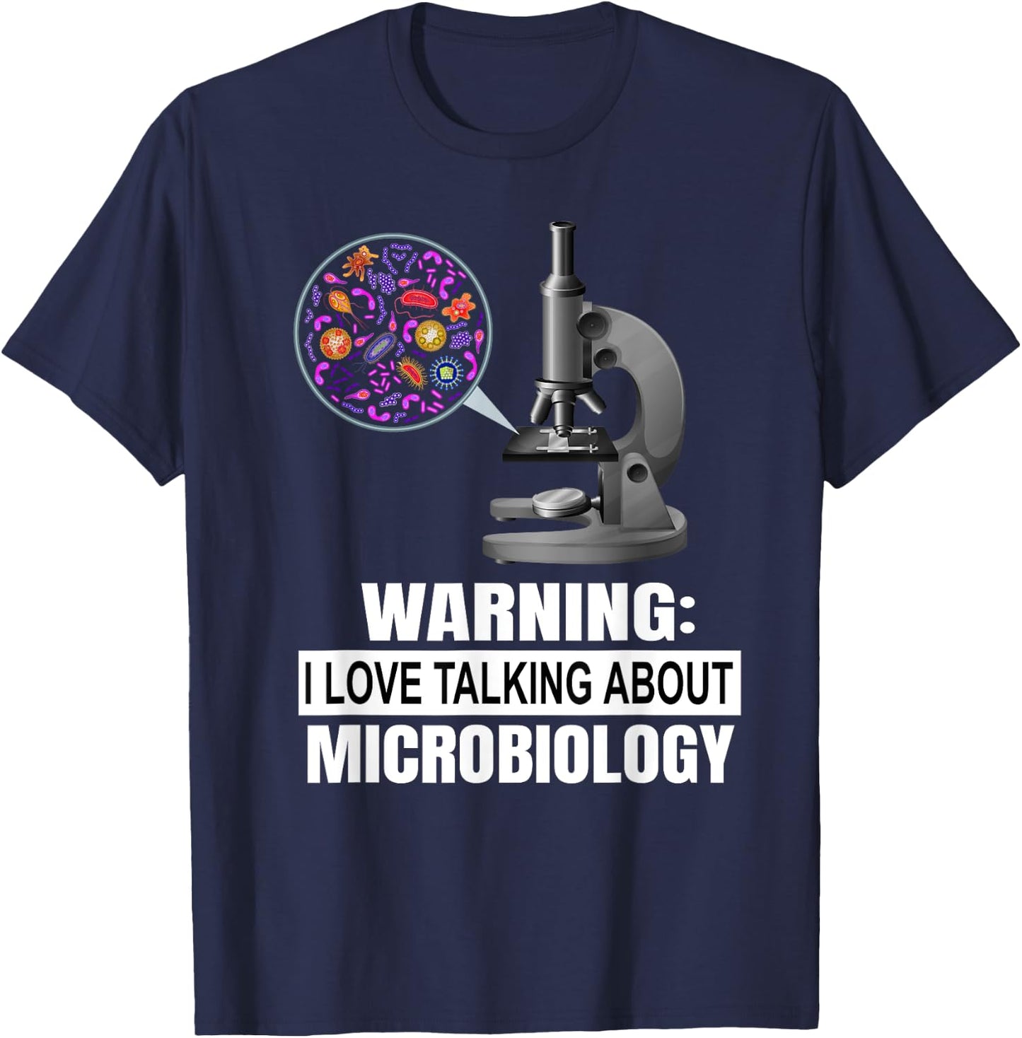 Science Biology Microbiology Teacher Bacteria Laboratory Men Women Kids T-Shirt - T-Shirt | Navy