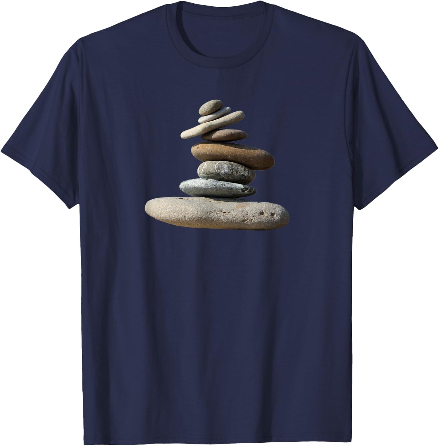 Balanced Rocks Zen Centered Yoga Peace Meditation T-Shirt - T-Shirt | Navy