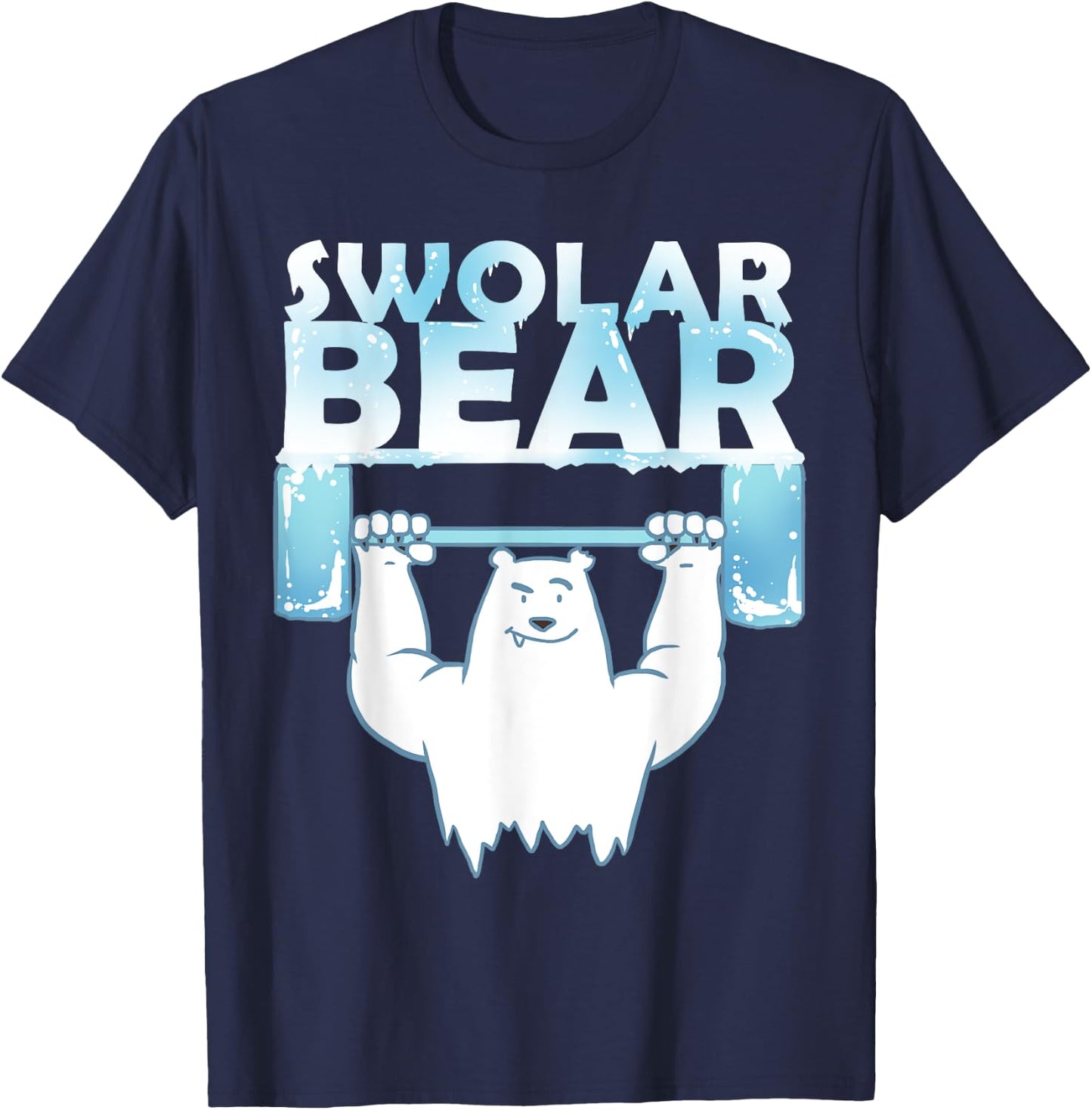 Funny Polar Bear Swolar Bear Lifting T-Shirt - T-Shirt | Navy
