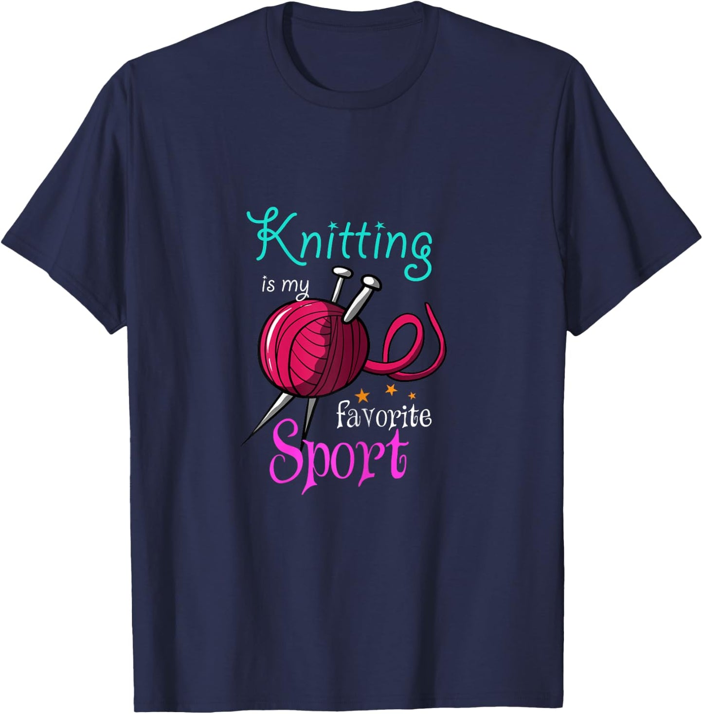 Knitting Needles Handmade Wool Knitter - Knitting T-Shirt - T-Shirt | Navy