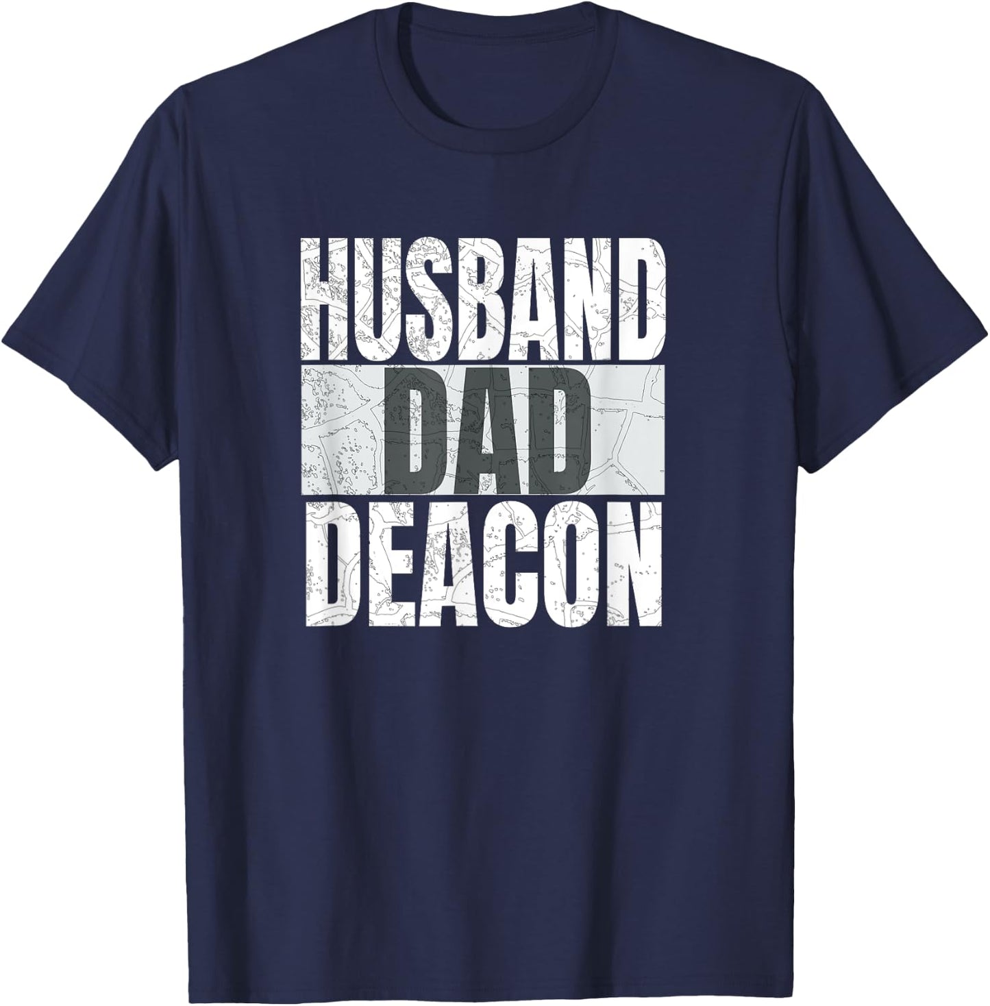Husband Dad Deacon For Catholic Fathers Religious Men Funny T-Shirt - T-Shirt | Navy