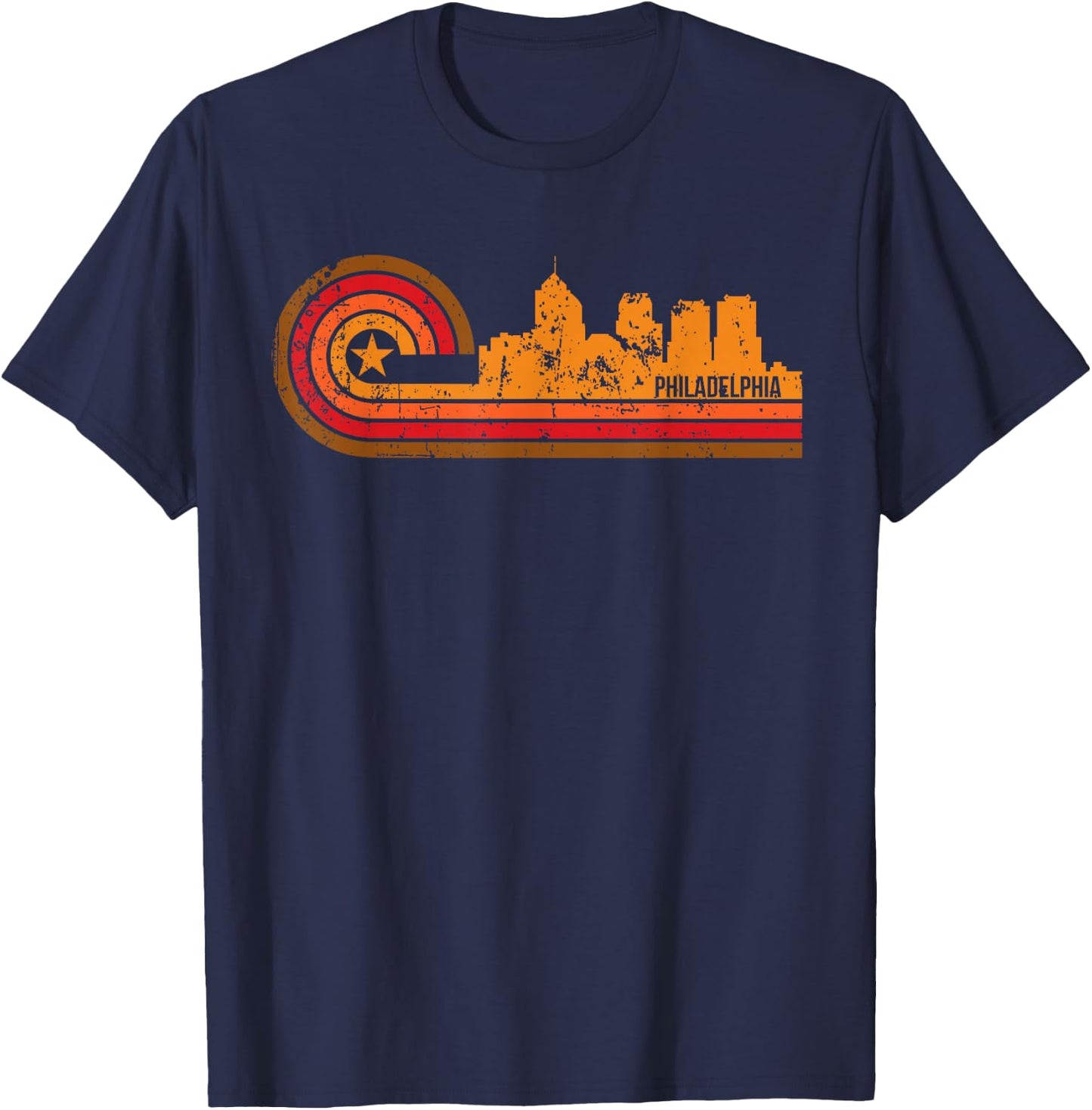 Retro Philadelphia - Philadelphia PA Skyline T-Shirt - T-Shirt | Navy
