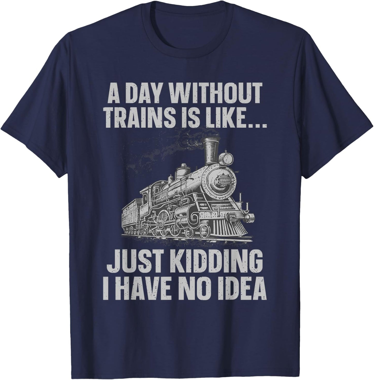 Funny Train Art Women Kids Railroad Train Lover T-Shirt - T-Shirt | Navy