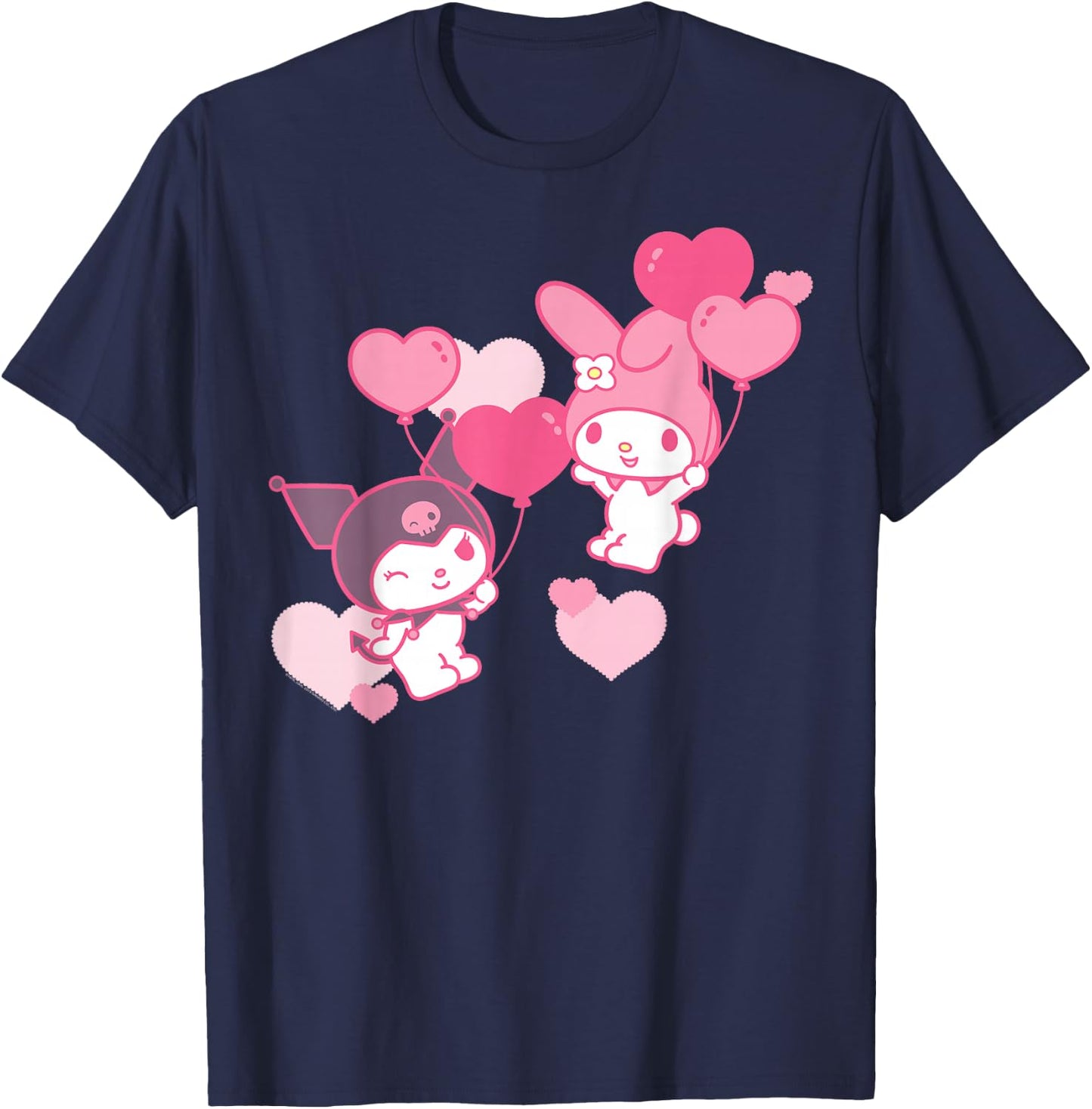 My Melody and Kuromi Valentine's Day Hearts Shirt T-Shirt - T-Shirt | Navy