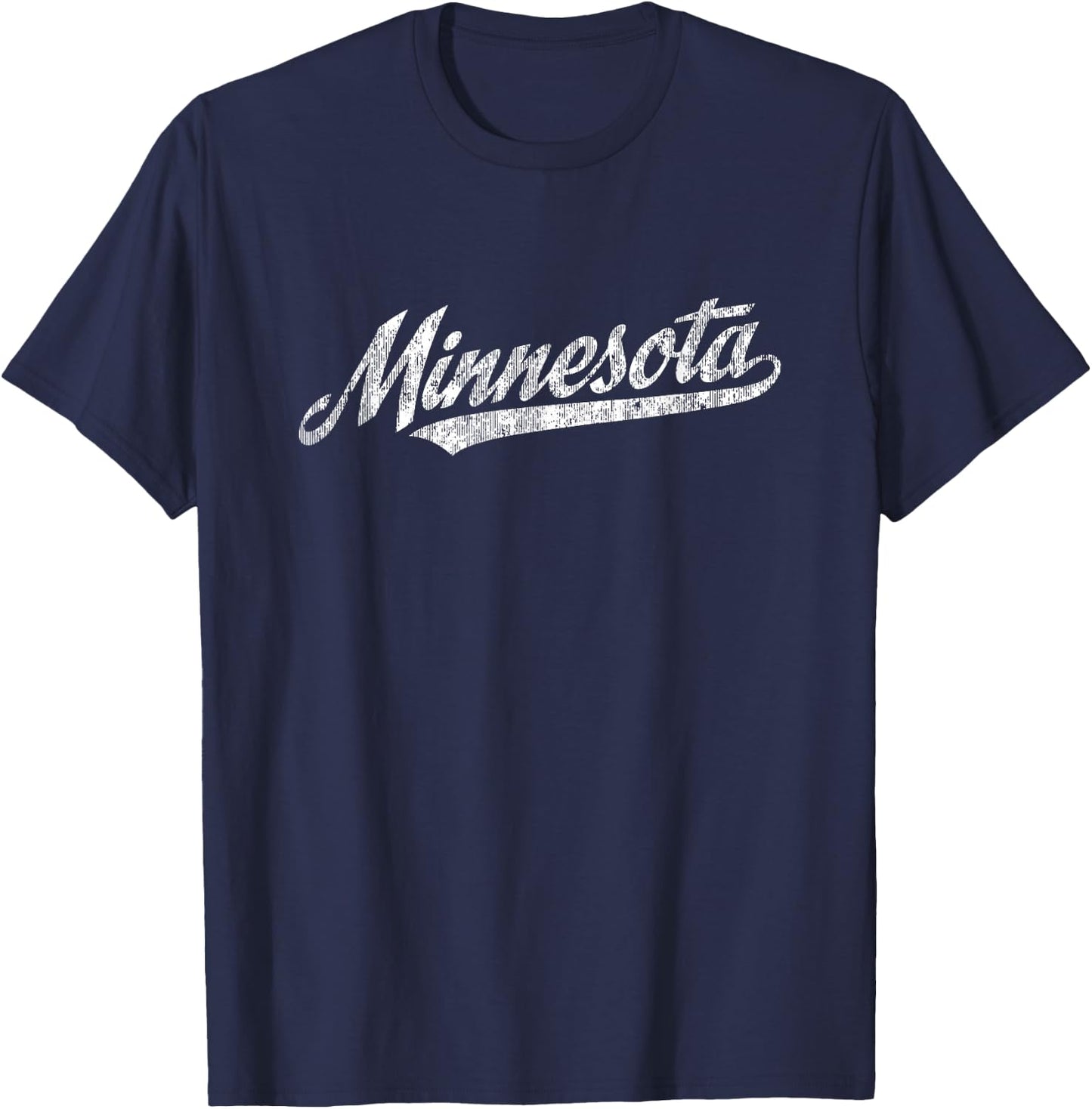 Minnesota MN Vintage Sports Script Retro T-Shirt - T-Shirt | Navy