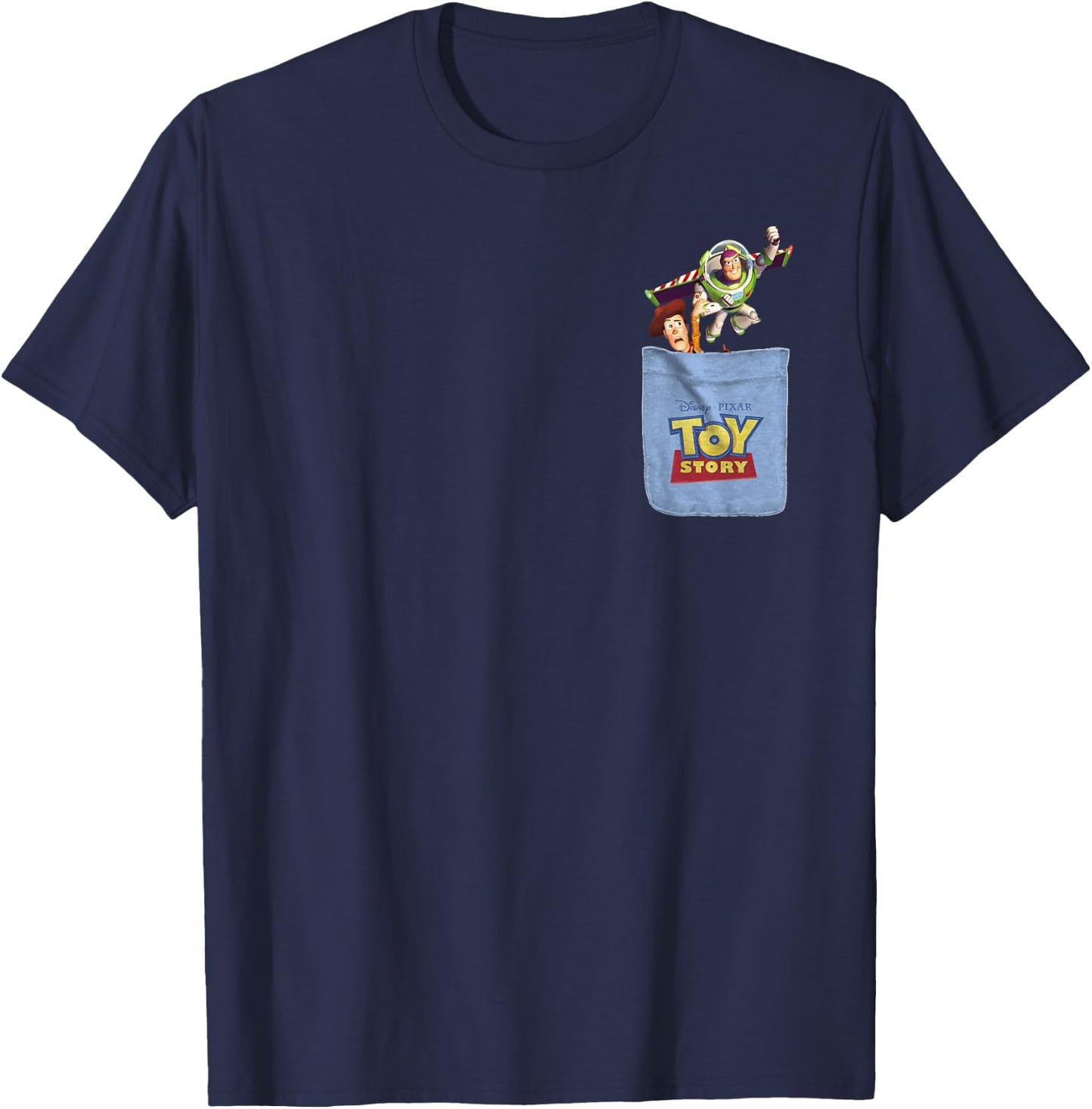 Disney Pixar Toy Story Buzz and Woody Mini Pocket Icon Logo T-Shirt - T-Shirt | Navy