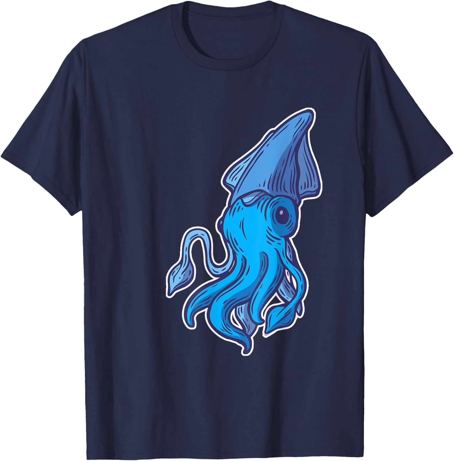 Giant Squid Sea Creature Lover Cartoon Men Women Kids T-Shirt - T-Shirt | Navy