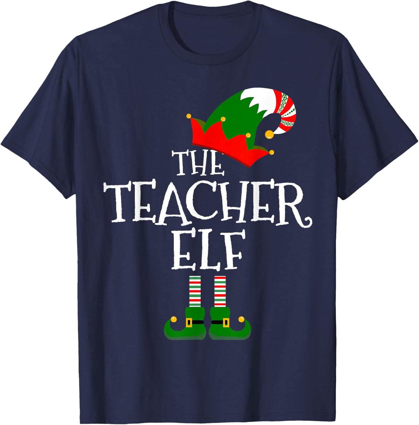 Funny The Teacher Elf Matching Family Group Gift Christmas T-Shirt - T-Shirt | Navy