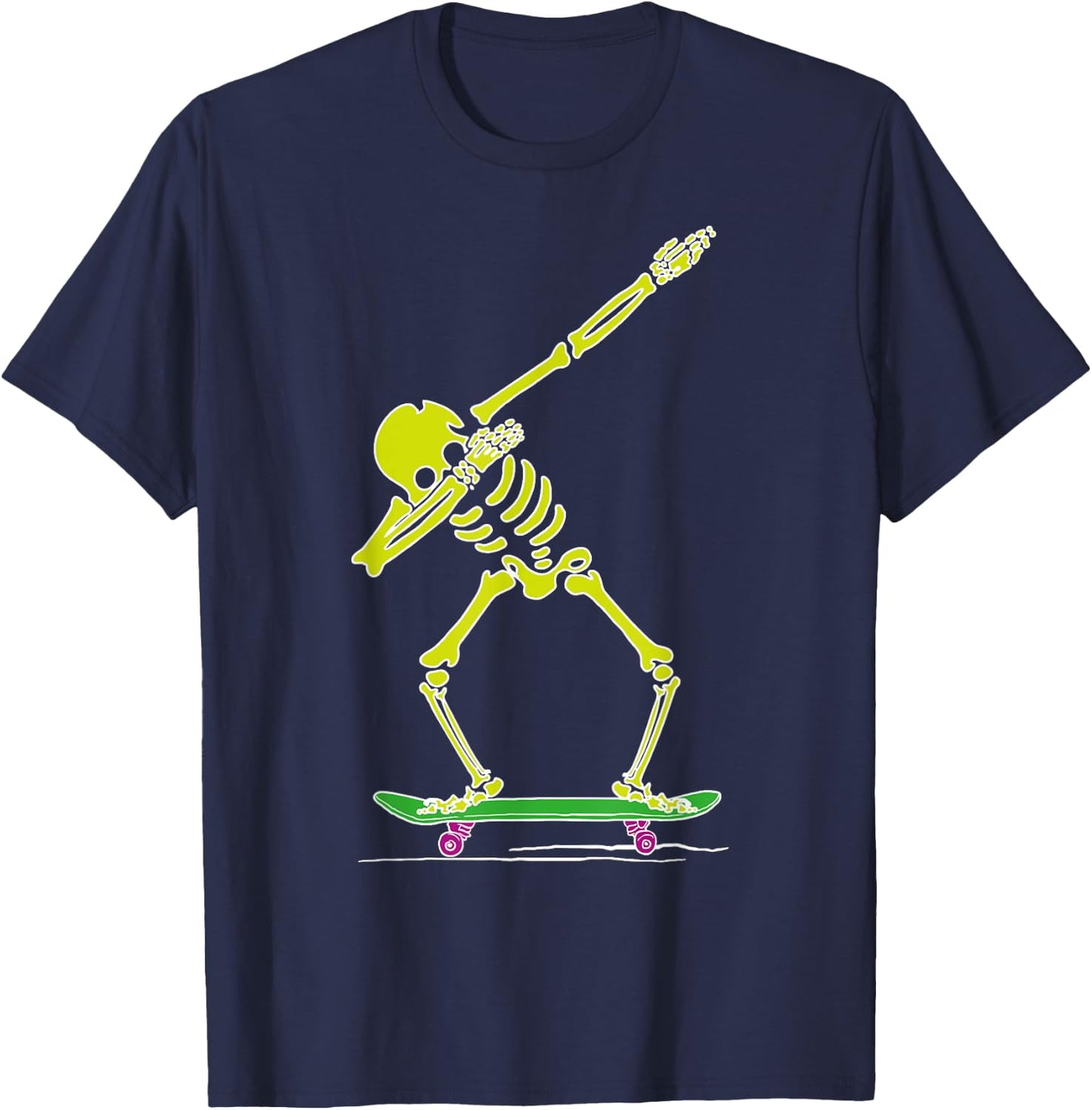 Skeleton Dabbing on Skateboard Funny for Skater Boys Skating T-Shirt - T-Shirt | Navy