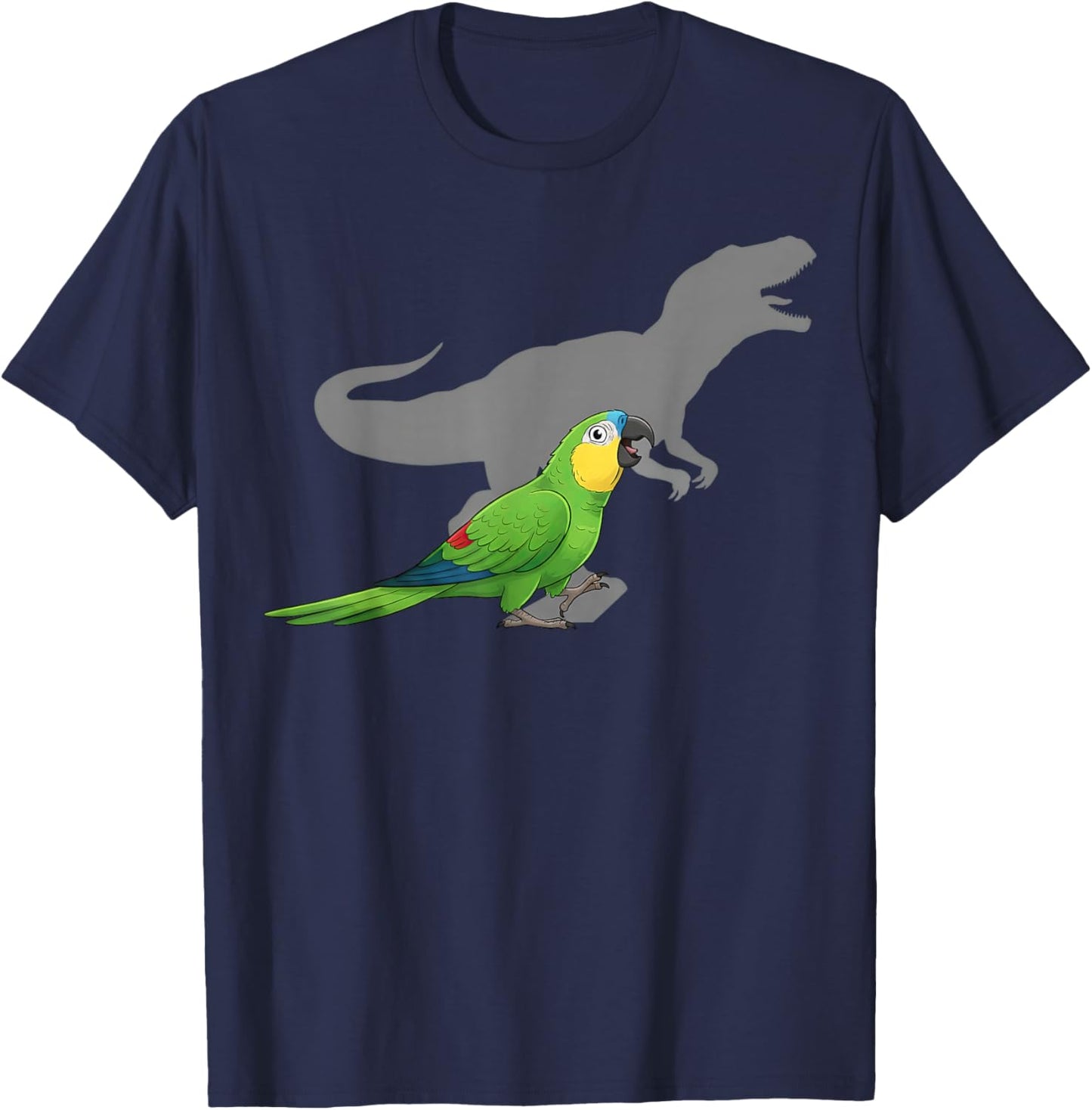Blue-Fronted Parrot with T rex Shadow Bird Lovers T-Shirt - T-Shirt | Navy