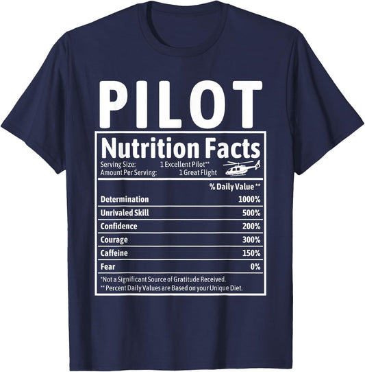 Helicopter Pilot Nutrition Facts Eat Sleep Fly Aviation T-Shirt - T-Shirt | Navy