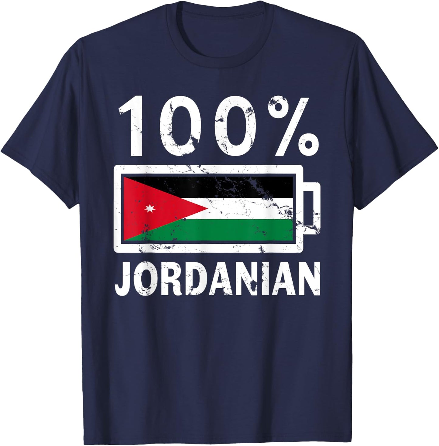 Jordan Flag | 100% Jordanian Battery Power T-Shirt - T-Shirt | Navy