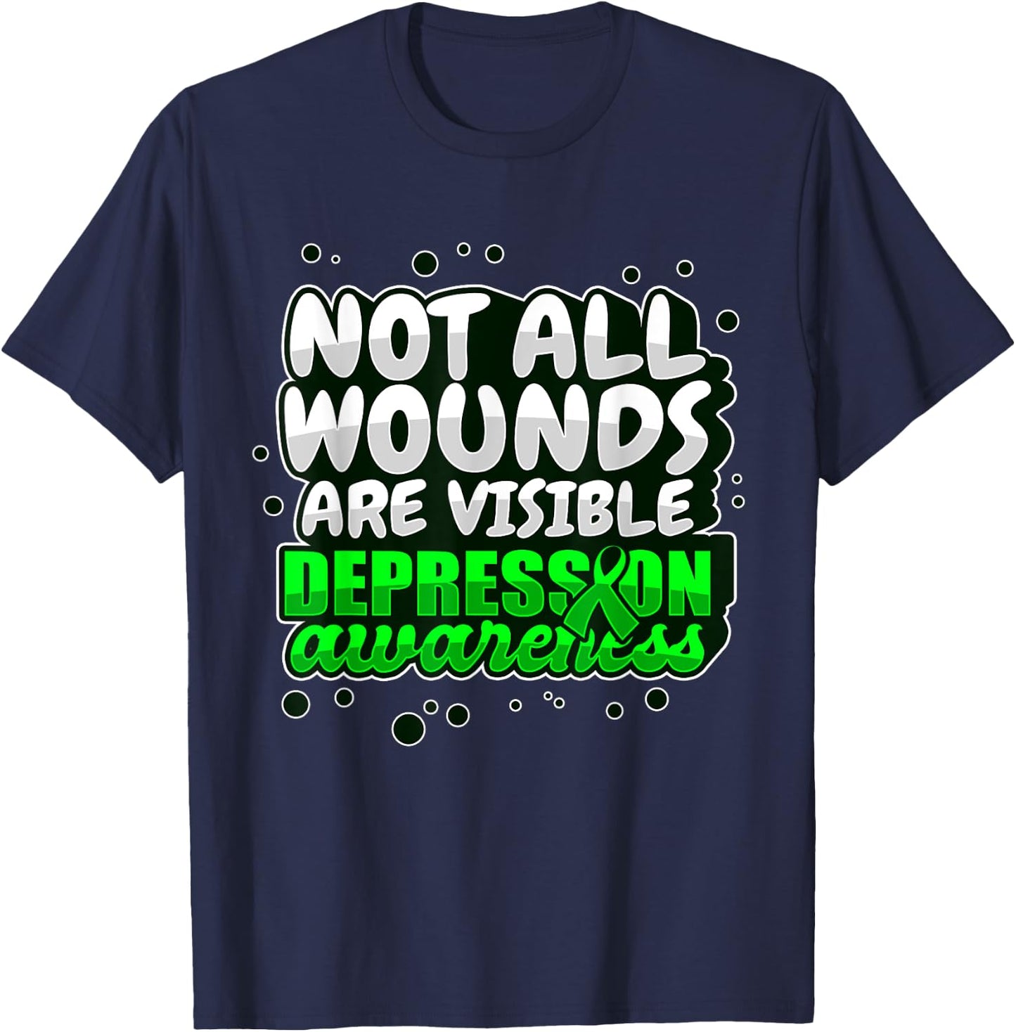 Depression Awareness Shirt Mental Health Support Wounds Wear T-Shirt - T-Shirt | Navy