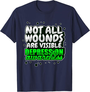 Depression Awareness Shirt Mental Health Support Wounds Wear T-Shirt - T-Shirt | Navy