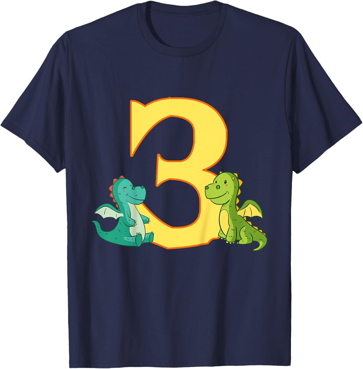 Kids 3rd Birthday Dragon Shirt 3 Years Boys Dragon Gift T-Shirt - T-Shirt | Navy