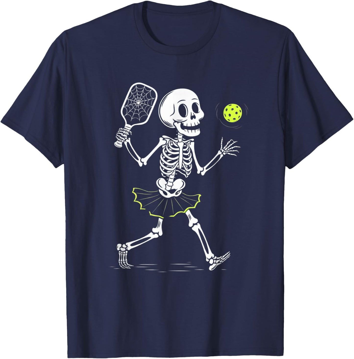 Spooky Pickleball Halloween Skeleton Women T-Shirt - T-Shirt | Navy