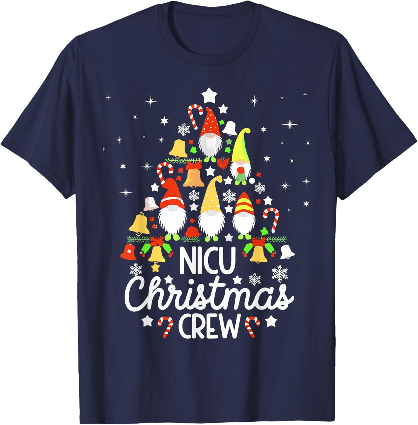 Neonatal Intensive Care Unit Xmas Nicu Nurse Christmas Crew T-Shirt - T-Shirt | Navy