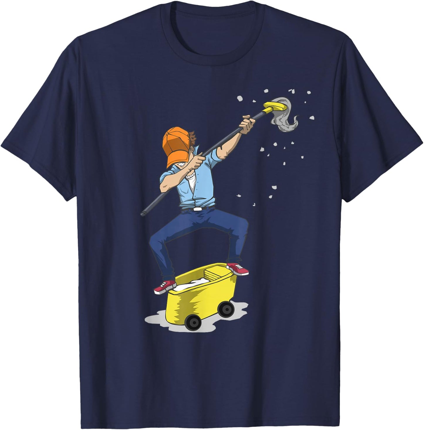 Dabbing Janitor , Funny Dancing Gift Custodian T-Shirt - T-Shirt | Navy