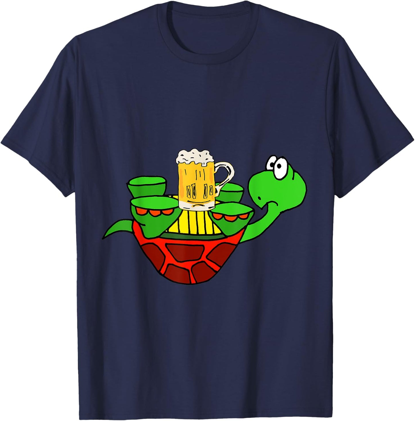 Smileteesfunnya Funny Upside Down Turtle Drinking Beer T-Shirt - T-Shirt | Navy
