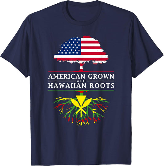 American Grown with Native Hawaiian Roots - Hawaii T-Shirt - T-Shirt | Navy