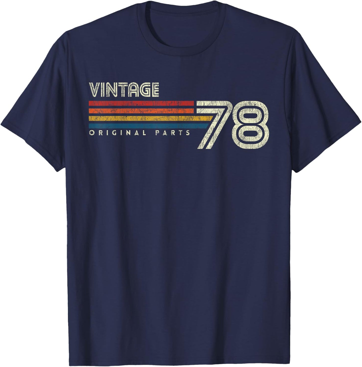 Vintage Retro Birthday 45th Birthday Black Small Classic Fit Short Sleeve T-Shirt - T-Shirt | Navy