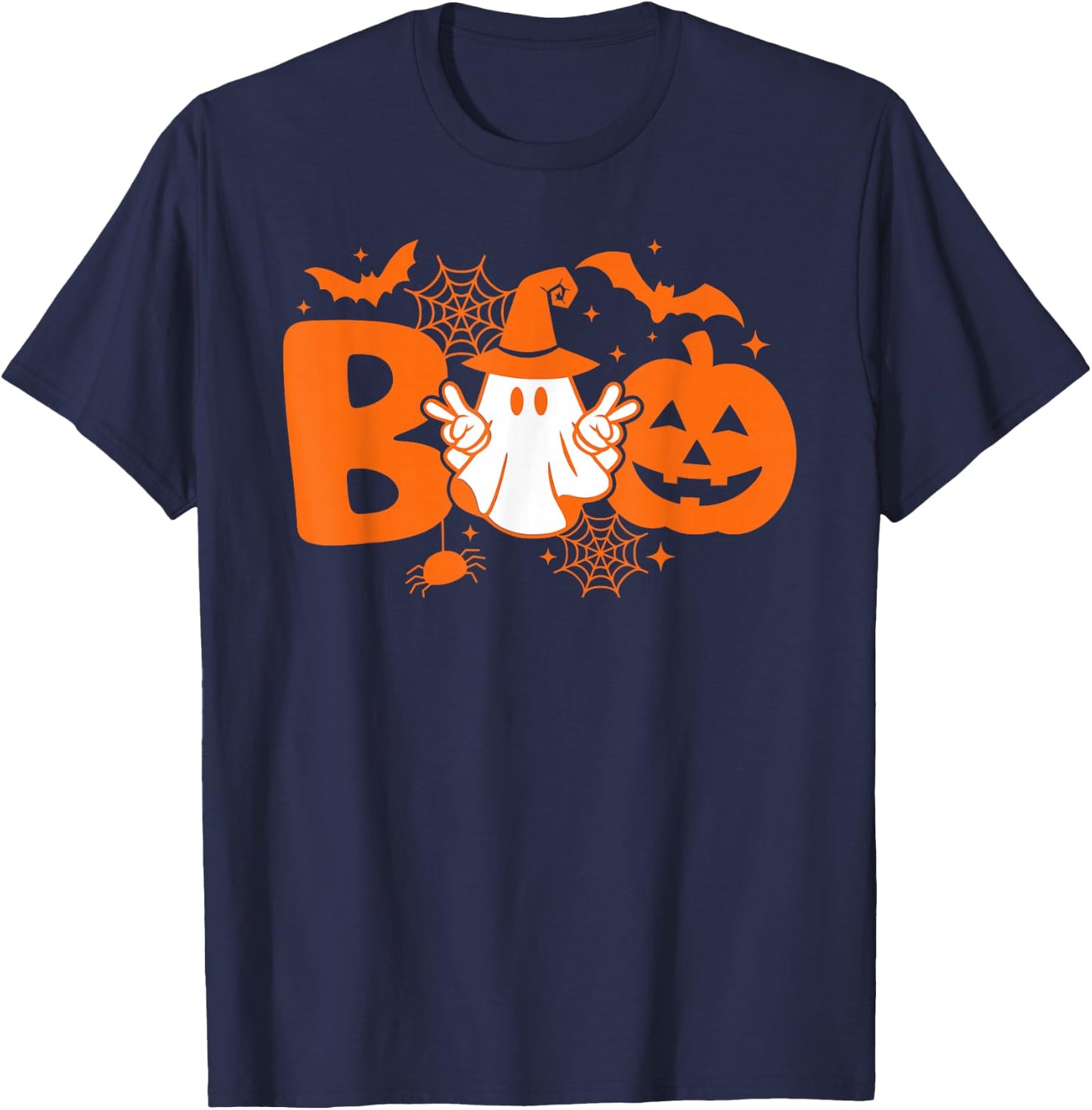 Funny Boo Cute Ghost Retro Halloween Costume T-Shirt - T-Shirt | Navy
