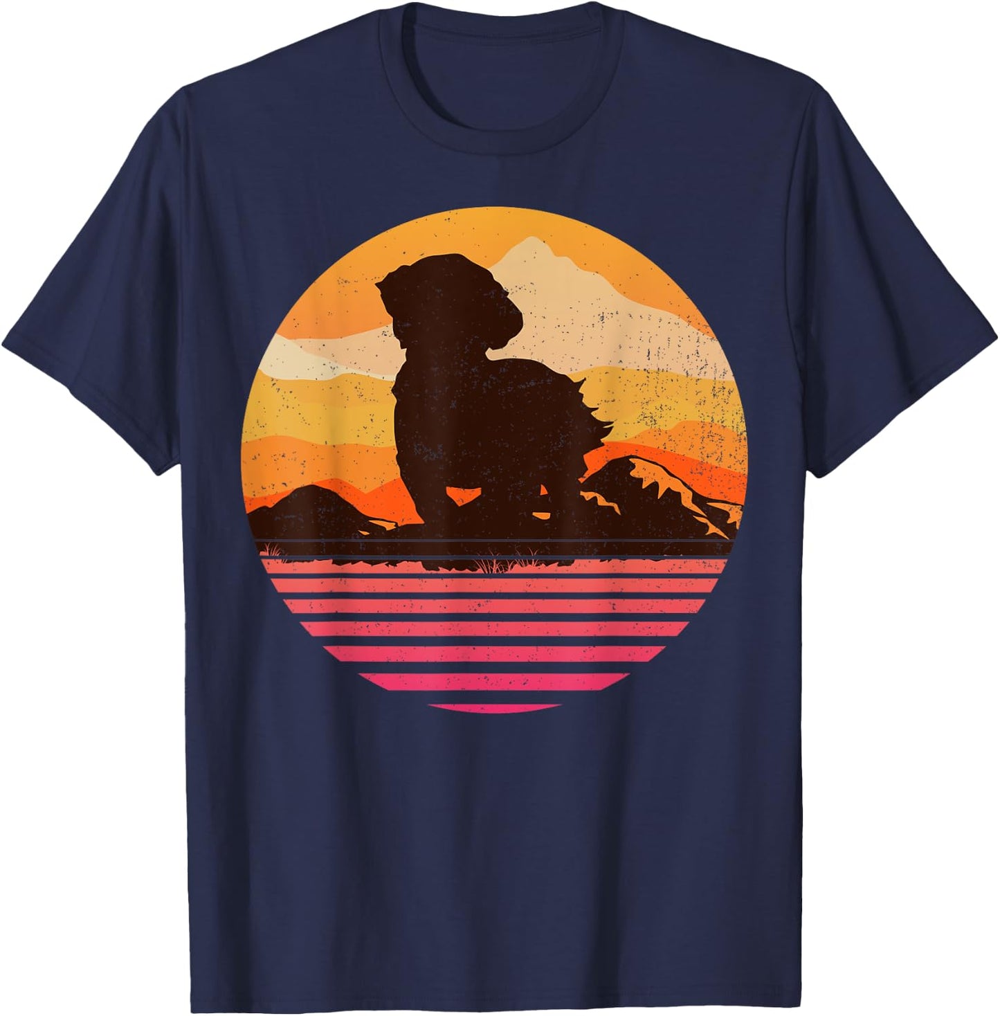MAL-SHI With Sun Mountain Vintage Retro T-Shirt - T-Shirt | Navy