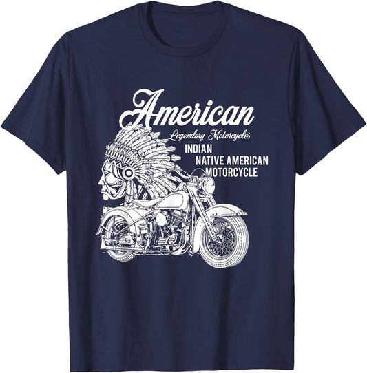 Motorcycle Indian native american bikers gift T-Shirt - T-Shirt | Navy