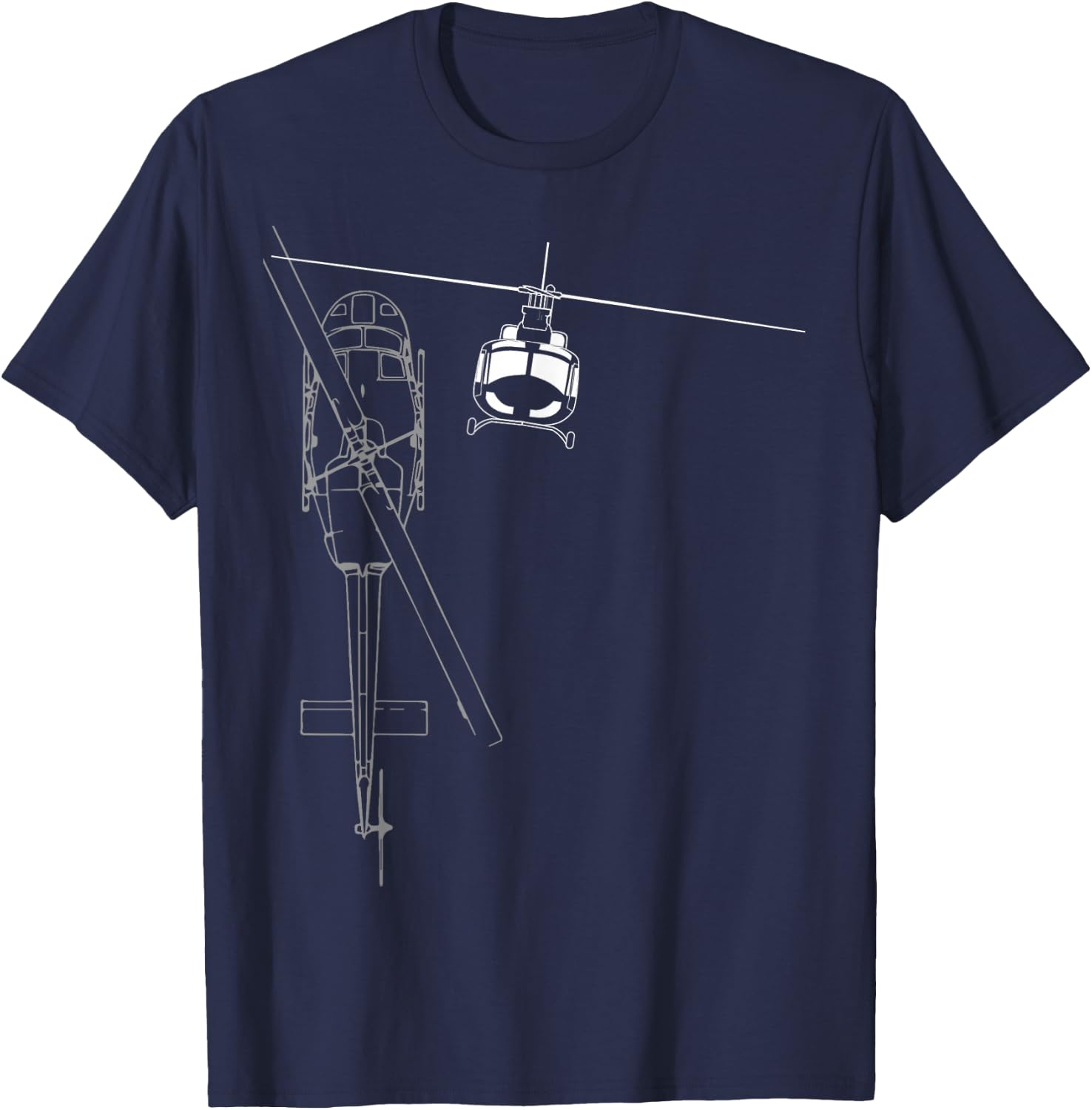 UH-1 Huey Helicopter Line Art T-Shirt - T-Shirt | Navy