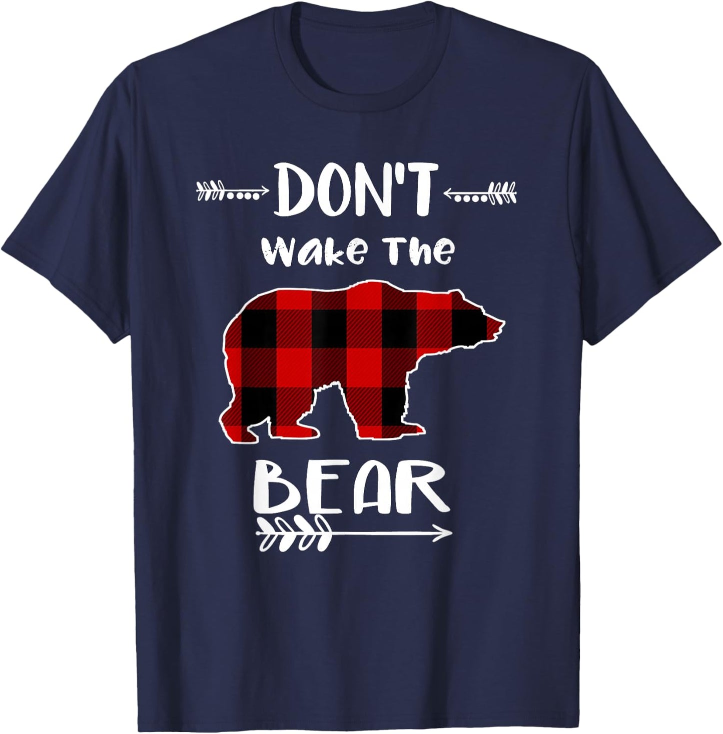 Don't Wake The Bear Black & Red Buffalo Plaid Bear T-Shirt - T-Shirt | Navy