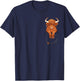 Pocket Cute Scottish Highland Cow T-Shirt - T-Shirt | Navy