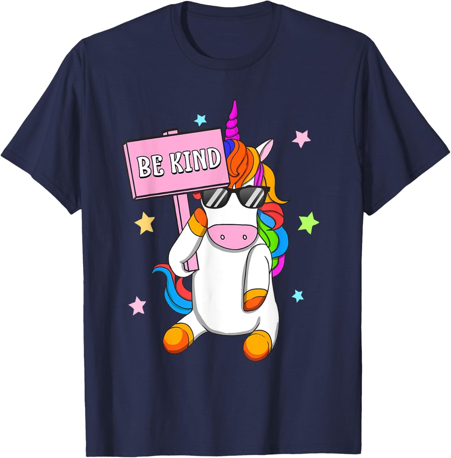 Choose Kindness Anti-Bullying Be Kind Girls Unicorn T-Shirt - T-Shirt | Navy