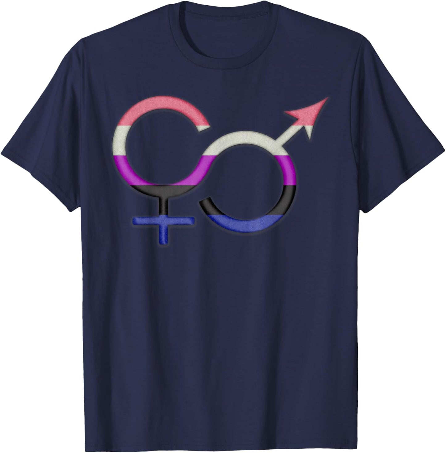 Gender Fluid Symbol in Pride Flag Colors T-Shirt - T-Shirt | Navy