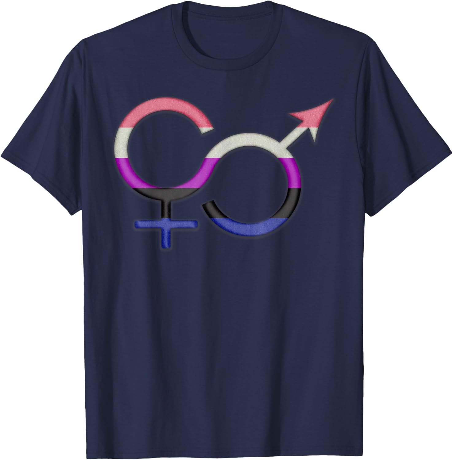 Gender Fluid Symbol in Pride Flag Colors T-Shirt - T-Shirt | Navy