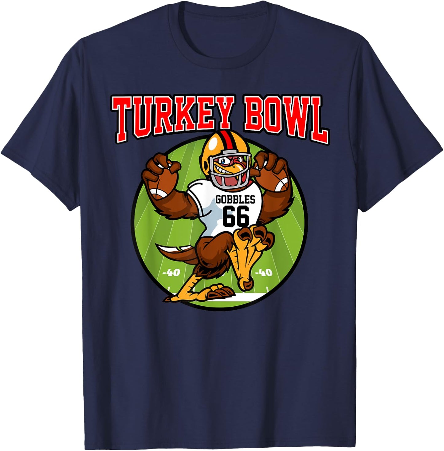 Turkey Bowl Thanksgiving | Funny Football Game Gift T-Shirt - T-Shirt | Navy